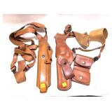 Lot, 2 leather shoulder holsters, 1 marked