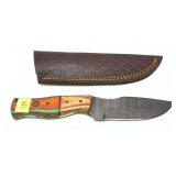 Custom Damascus Blade Knife with embossed