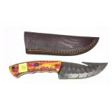 Custom Damascus Blade Knife with embossed