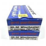 x2- Boxes of .30-30 WIN. 170-grain PPU FSP