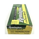 Box of .222 Remington 50-grain pointed SP