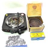 Lot, electric burner with Ideal lead melting pot