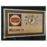 Schaefer Brewery light-up clock, working,