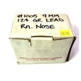 Box of 9mm lead round nose bullets, box marked 500
