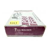 Box of 7mm Mauser 140-grain Hansen SP