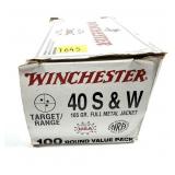 Box of .40 S & W 165-grain FMJ Winchester target