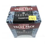 Box of .22 LR. HP Federal cartridges, 525 Rds.