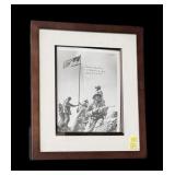 Framed Iwo Jima photo, frame size: