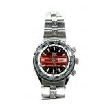 Seiko Electra stainless red dial world time/date