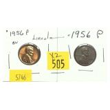 x2- 1956 Lincoln cents, -x2 cents, Sold by the