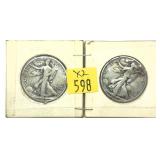 x2- Half dollars, 90% silver, -x2 half dollars,