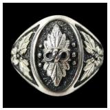 Sterling silver leaves and berries signet style