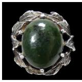 Sterling silver vintage foliate design moss agate