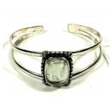 Sterling silver double band cuff bracelet with