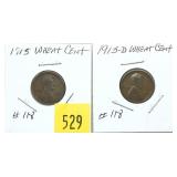 Lot, Lincoln cents: 1915, 1915-D, 2 pcs.