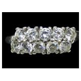 14K White gold double row diamond simulant band