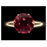 14K Yellow gold vibrant ruby simulant solitaire