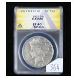 1927-D Peace dollar- ANACS slab certified EF 40