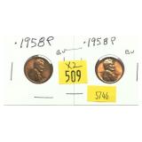 x2- 1958 Lincoln cents, -x2 cents, Sold by the