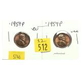 x2- 1959 Lincoln cents, -x2 cents, Sold by the