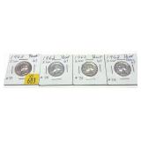 x4- 1962 Proof quarters, silver, -x4 quarters,