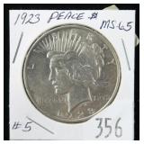 1923 Peace dollar, Gem B.U.