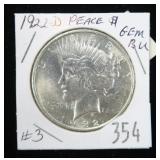 1922-D Peace dollar, Gem B.U.