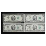 x4- $2 Federal Reserve notes, mixed series,