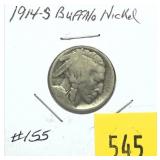 1914-S Buffalo nickel