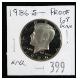 1986-S Kennedy half dollar- proof