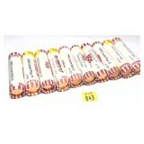 x10- Rolls Unc. Lincoln cents, mixed dates, -x10