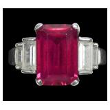 Sterling silver emerald cut and baguette cultured