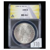 1885 Morgan dollar- ANACS slab certified MS .61