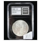 1886 Morgan dollar- AIGS slab certified MS .64