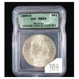 1884-O Morgan dollar- ICG slab certified MS .63