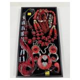 Lot, red fashion jewelry