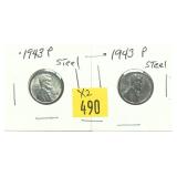 x2- 1943 Lincoln cents, -x2 cents, Sold by the