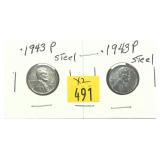 x2- 1943 Lincoln cents, -x2 cents, Sold by the