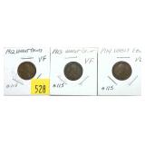 Lot, Lincoln cents: 1912, 1913, 1914, 3 pcs.
