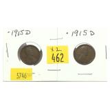 x2- 1915-D Lincoln cents, -x2 cents, Sold by the