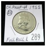 1955 Franklin half dollar- proof