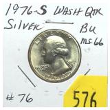 1976-S Quarter, BU, 40% silver