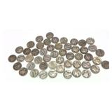 x50- mixed date Mercury dimes, 90% silver,