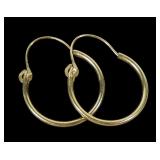 14K Yellow gold hoop earrings, approx 5/8" d.,