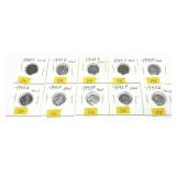 Lot of steel cents, 10 pcs.