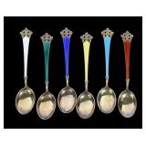 Set of 6 sterling Cloisonne Demitasse spoons,