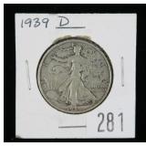 1939-D Walking Liberty half dollar