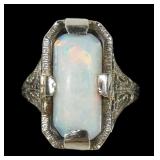 14K White gold antique filigree lightly faceted