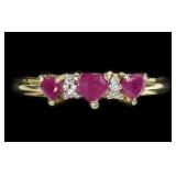10K Yellow gold heart shape natural ruby and