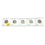 Lot of 1915 Buffalo nickels, cleaned, 5 pcs.